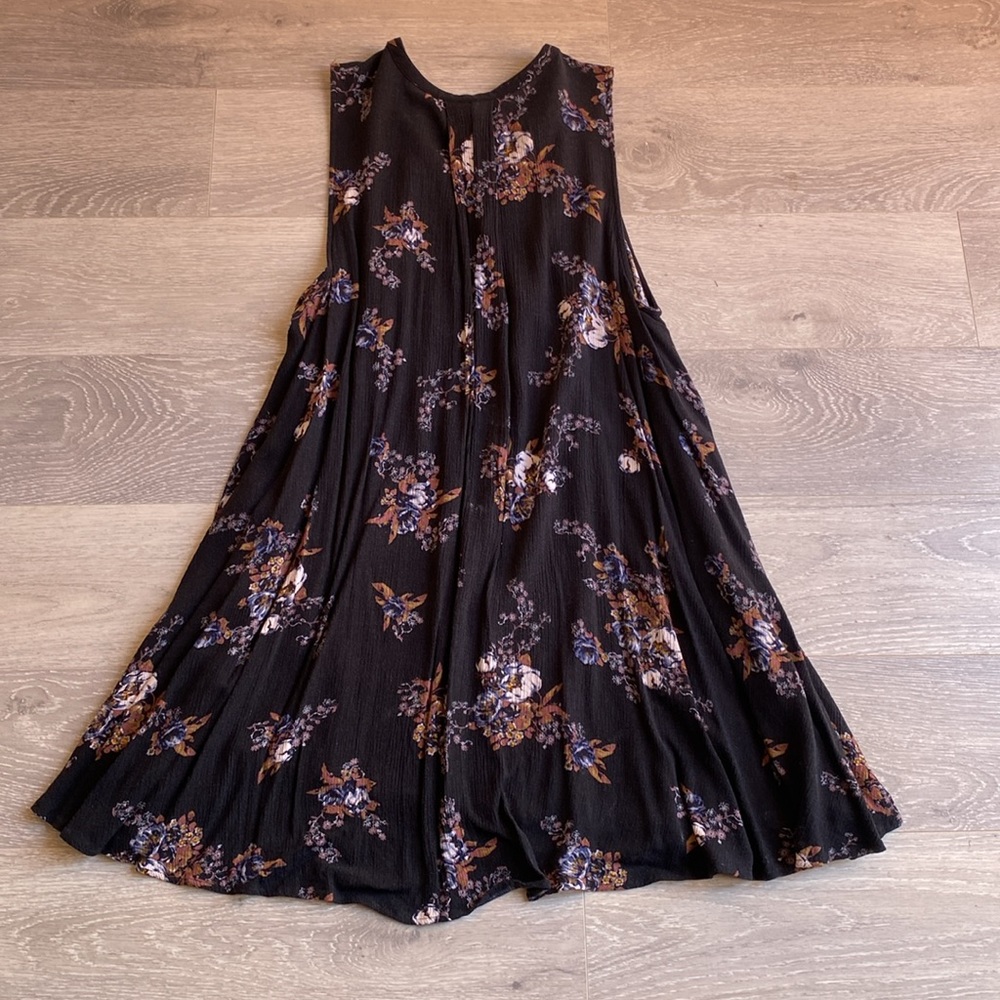 Free People S Tree Swing Tank Top Tunic Dress Sleeveless Keyhole Raven Black. - Picture 12 of 15